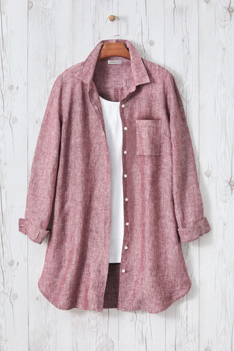 Cross Dyed Linen Tunic Topper - Coldwater Creek