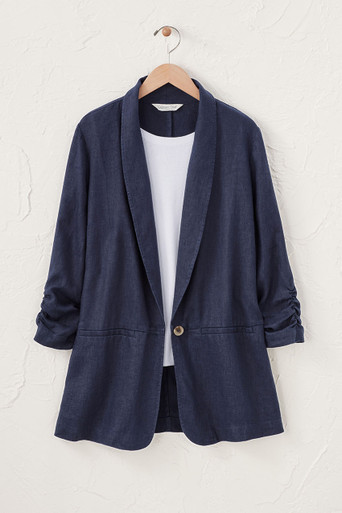 Ruched Linen Jacket - Coldwater Creek