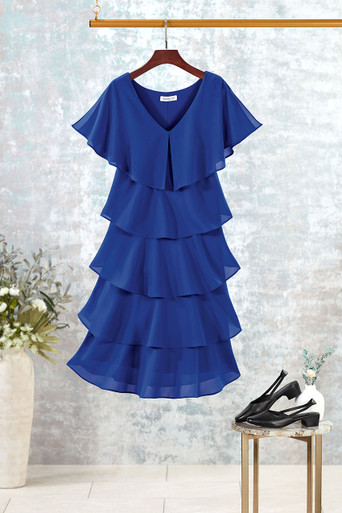 Nightfall Tiered Dress - Sapphire - 18W - Wide Nightfall Tiered Dress - Sapphire - 18W - Wide