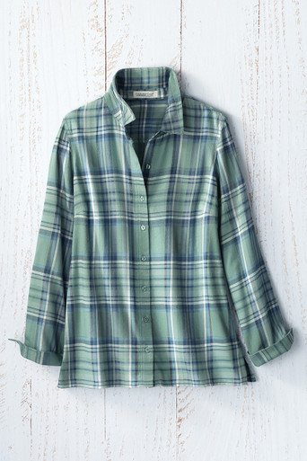 Indigo Soft Touch Plaid Shirt - Coldwater Creek