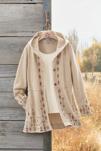 Mesa Embroidered Fleece Swing Cardigan - Coldwater Creek