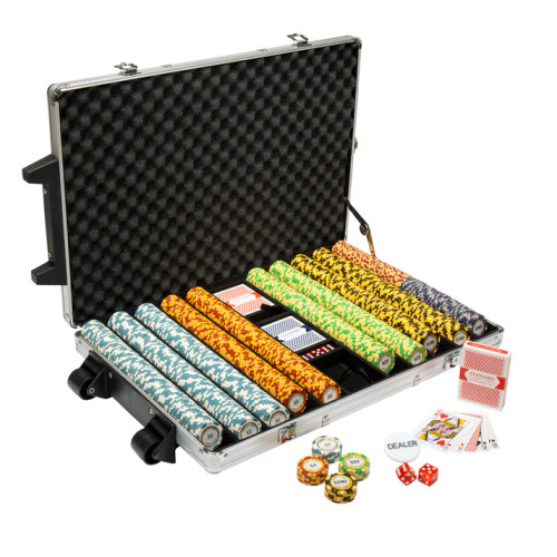 1,000 Monte Carlo Poker Chip Set with Rolling Case