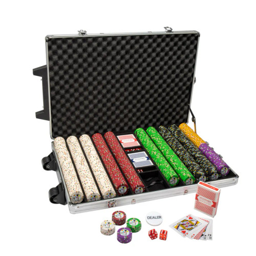1,000 Desert Heat Poker Chip Set with Rolling Case
