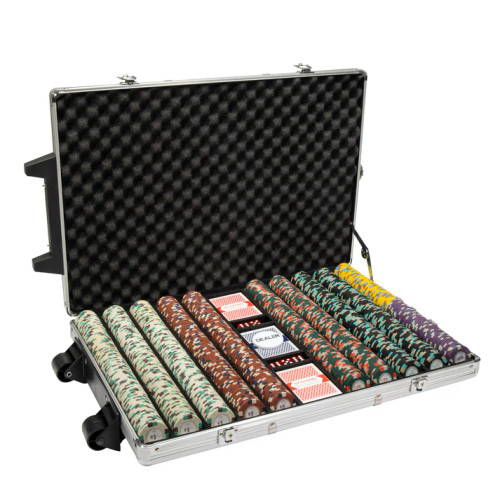 1000 Poker Knights Poker Chip Set with Rolling Aluminum Case