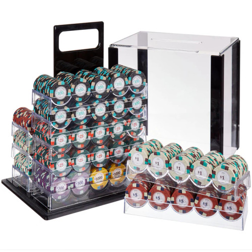 1000 Poker Knights Poker Chip Set with Acrylic Carrier