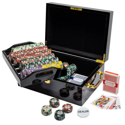 500 Showdown Poker Chip Set with a Black Mahogany Case