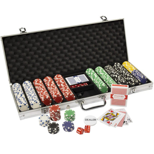 500 Striped Dice Poker Chip Set with Aluminum Case