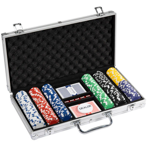 300 Striped Dice Poker Chip Set with Aluminum Case