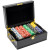 500 Striped Dice Poker Chip Set with Black Mahogany Case