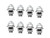 8 PACK 3/4" MINI WATERMELON WHITE LEDS / CLEAR LEN