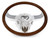 18" Wood Steering Wheel with Chrome Buffalo Design