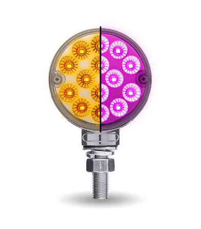 Amber/Red Turn & Marker to Purple Auxiliary 3″ Mini Double Face Round Light with Reflector LEDs – 28 Diodes