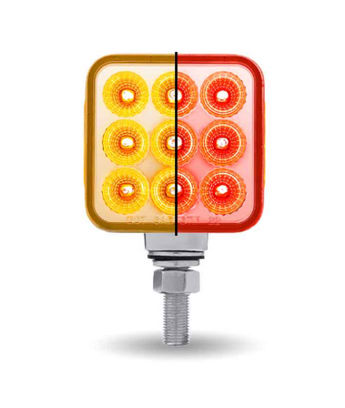 Amber/Red Stop, Turn & Tail to Red Auxiliary 3″ Mini Double Face Square Light with Reflector LEDs – 30 Diodes