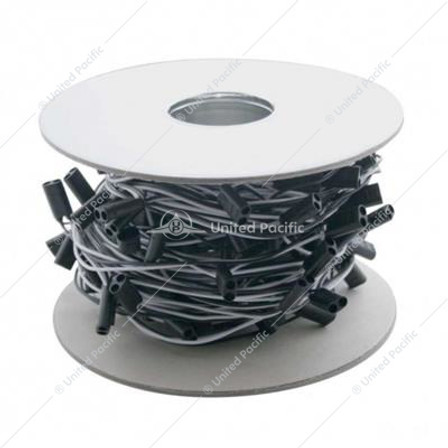 150 COUNT 2-PRONG FEMALE BULLET PLUGS 16G WIRE HARNESS ROLL - 75' W/6" LEAD BETWEEN PLUGS