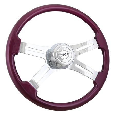 18 Inch Painted Wood Rim, Chrome 4-Spoke with Slot Cut Outs, Chrome Bezel, Chrome Horn Button - Logo 18 Inch Painted Wood Rim, Chrome 4-Spoke with Slot Cut Outs, Chrome Bezel, Chrome Horn Button - Logo