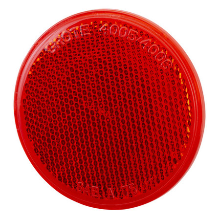 RED PLASTIC REFLECTOR..SEALED 3"ROUND STICK-ON REF RED PLASTIC REFLECTOR..SEALED 3"ROUND STICK-ON REF