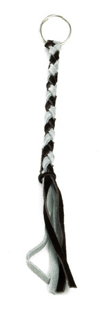 BRAIDED LEATHER KEY CHAIN  BLACK & GRAY