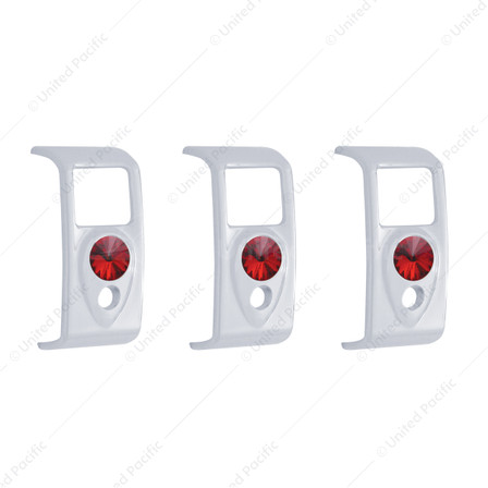 Rocker Switch Cover With Red Crystal For 2006+ Kenworth (Card Of 3)