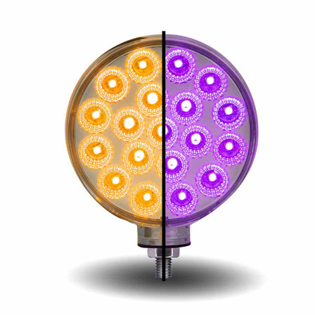 Amber/Red Turn & Marker to Purple Auxiliary Double Face Round LED Light