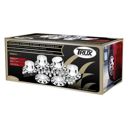 COMPLETE CHROME ABS PLASTIC POINTED AXLE & NUT COVER KIT