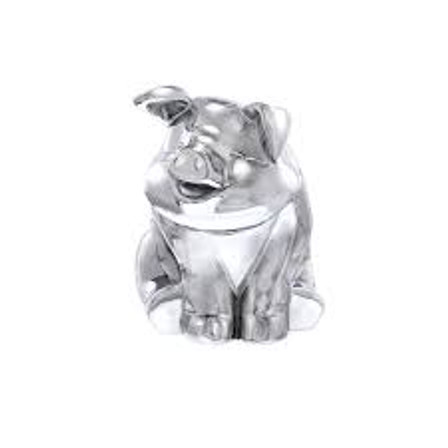 Chrome Die-Cast Sitting Pig Ornament