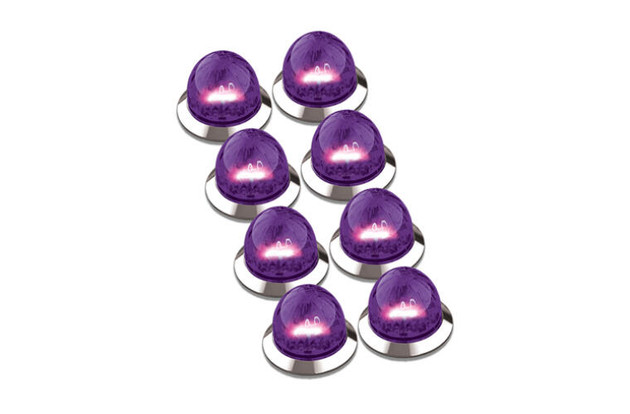 3/4" Mini Watermelon LED Clear Lens/Purple Light - 8 Pack