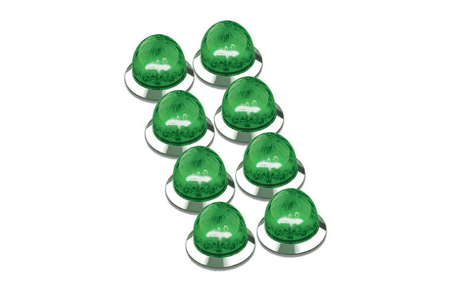 3/4" Mini Watermelon LED Clear Lens/Green Light - 8 Pack