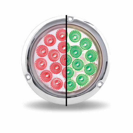 4" Red Stop Turn Tail to Green Auxiliary Flange Mount LED Light