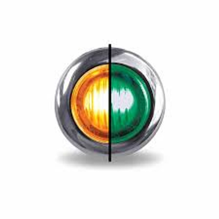 3/4" AMBER MARKER TO GREEN AUXILIARY ROUND LED LIGHT - 2 DIODES
