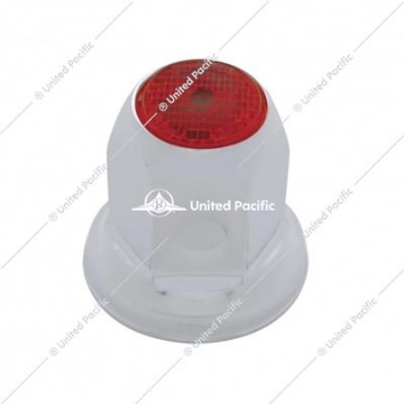 33mm X 2" Chrome Steel Reflector Nut Cover With Flange - Red
