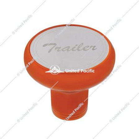 Deluxe Aluminum Screw-On Air Valve Knob With Stainless Trailer Plaque - Cadmium Orange