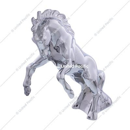 Die-Cast Fighting Stallion Hood Ornament - Chrome Die-Cast Fighting Stallion Hood Ornament - Chrome