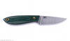 BRISA Bobtail 80 Fixed EDC Knife - 3.14" 12c27 Sandvik Drop Point Blade, Full Flat Grind, Green Micarta Handles, Leather Sheath