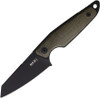 MKM Knives Makro 2 Fixed Blade - 2.91" M390 Black Sheepsfoot Blade, Green Canvas Micarta Handles, Leather Sheath - MK MA02-GCB