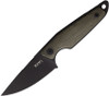 MKM Knives Makro 1 Fixed Blade - 2.91" M390 Black Drop Point Blade, Green Canvas Micarta Handles, Leather Sheath - MK MA01-GCB