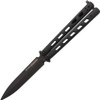 Blackhawk! Dark Angel Butterfly Knife - 4.50" D2 Black Spear Point Blade, Black Stainless Steel Handles - BH15B100