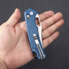SRM Knives 9203 Ambi Lock Folding Knife - 3.54" 10Cr15CoMoV Stainless Steel Blade, Blue Micarta Handle - 9203-ME