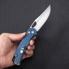 SRM Knives 9203 Ambi Lock Folding Knife - 3.54" 10Cr15CoMoV Stainless Steel Blade, Blue Micarta Handle - 9203-ME