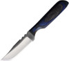 Anza Knives 6F Mini Fixed Blade Blue - 2.0" Carbon Steel Blade, Black and Blue DymaLux  Wood Handles, Leather Sheath