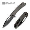 Sencut Knives SA07B Honoris Flipper Knife - 3.47" Black Stonewashed Drop Point Blade, Dark Green Micarta Handles