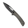 Sencut Knives SA07B Honoris Flipper Knife - 3.47" Black Stonewashed Drop Point Blade, Dark Green Micarta Handles