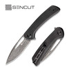 Sencut Knives SA07C Honoris Flipper Knife - 3.47" Damascus Drop Point Blade, Black G10 Handles