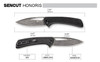 Sencut Knives SA07C Honoris Flipper Knife - 3.47" Damascus Drop Point Blade, Black G10 Handles