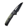 CIVIVI Knives Sentinel Strike Button Lock Flipper Knife - 3.7" K110 Black Reverse Tanto Blade, Black Aluminum Handles with OD Green FRN Inlay - C22025B-3