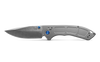 Benchmade Narrows AXIS Folding Knife - 3.43" M390 Satin Drop Point Blade, Gray Titanium Handles, Blue Accents - 748