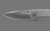 Benchmade Narrows AXIS Folding Knife - 3.43" M390 Satin Drop Point Blade, Gray Titanium Handles, Blue Accents - 748