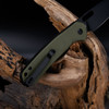 CJRB Cutlery Pyrite Folding Knife - 3.11" AR-RPM9 Black PVD Wharncliffe Blade, OD Green G10 Handles, Button Lock - J1925A-BGN