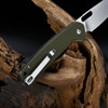 CJRB Cutlery Pyrite Folding Knife - 3.11" AR-RPM9 Stonewashed Wharncliffe Blade, OD Green G10 Handles, Button Lock - J1925A-GN