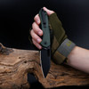 CJRB Cutlery Pyrite Folding Knife - 3.11" AR-RPM9 Black PVD Wharncliffe Blade, Green Canvas Micarta Handles, Button Lock - J1925A-BMGN