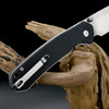 CJRB Cutlery Large Pyrite Folding Knife 3.7" AR-RPM9 Stonewashed Drop Point Blade, Black G10 Handles, Button Lock - J1925L-BK